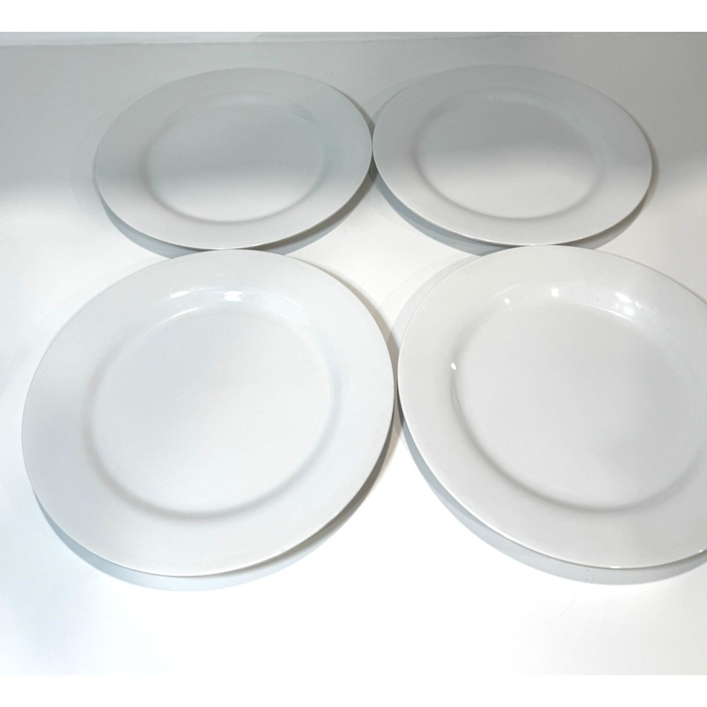 PMC Elan Melmac Melamine White Dinner Plates Vintage Set of 4 MCM Retro